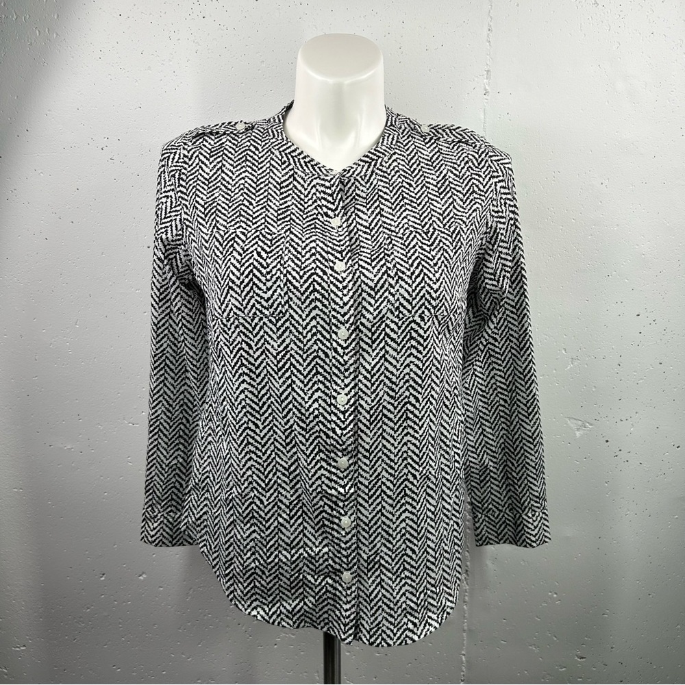 Apt. 9 Herringbone Crepe Button Down Shirt PL